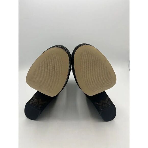 MARC FISHER Newbia Black/Gold Metallic Block Heel Booties Sz 8M New Without Box - Picture 6 of 12